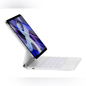 Hou White IPadAir 11 inch Keyboard/case with Adjustable Hinge,magnetic.